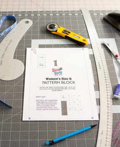 Women's Size 6 Swimwear Pattern Block with Design Options -Digital Pattern PDF